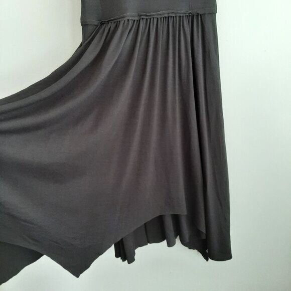 BCBG Max Azria Pleated Defined Waist Knee Length Midi Dress Black Sz XS - Picture 7 of 15